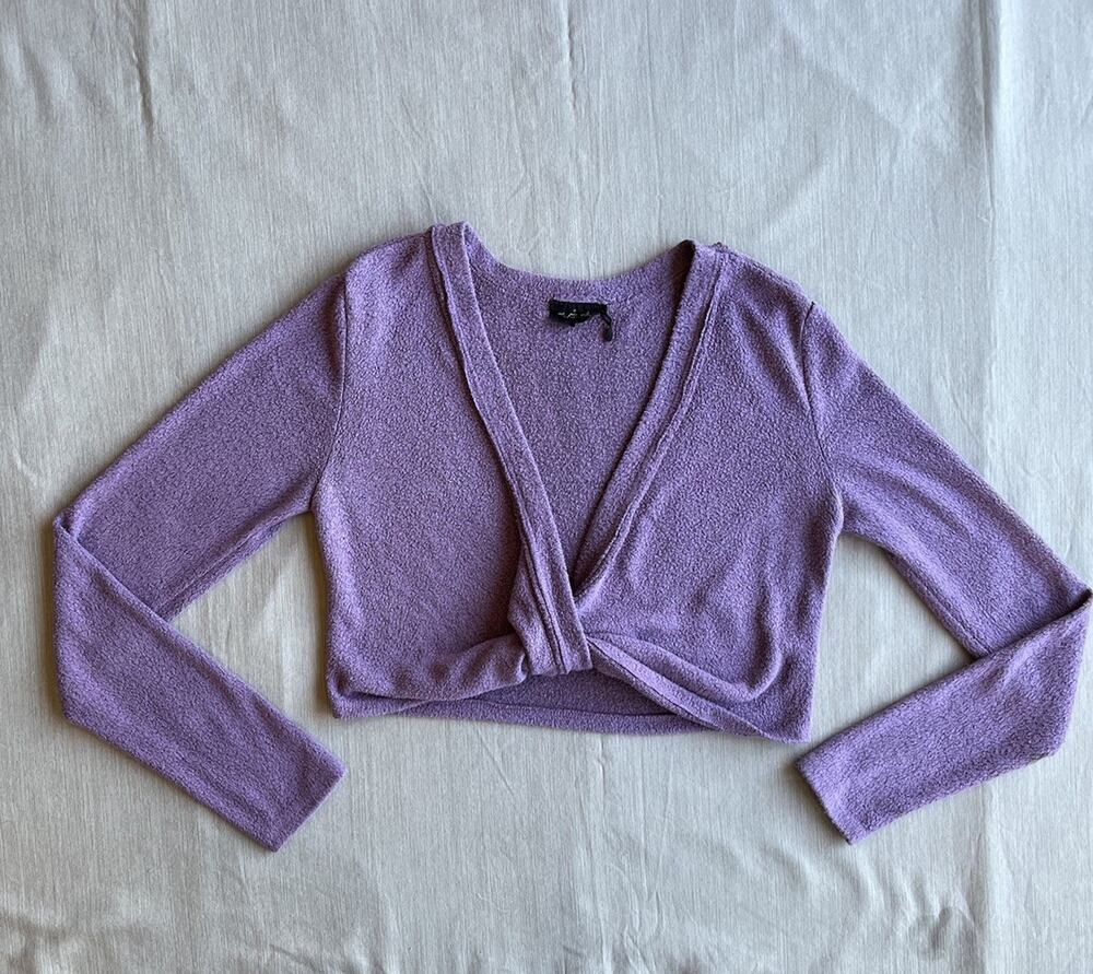 Out From Under Urban Outfitters Purple Twist Front Cropped Sweater Top M